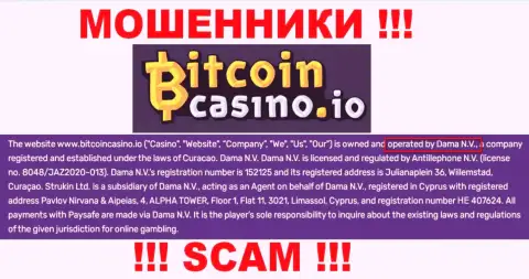 Компания Bitcoin Casino находится под руководством организации Dama N.V.
