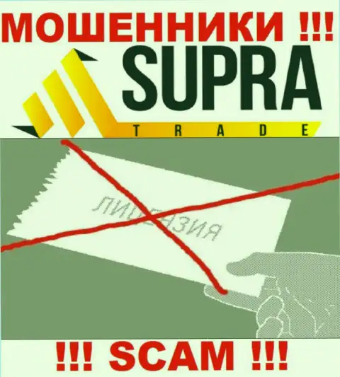 Компания Supra Trade это МОШЕННИКИ ! На их информационном ресурсе не представлено информации о лицензии на осуществление деятельности