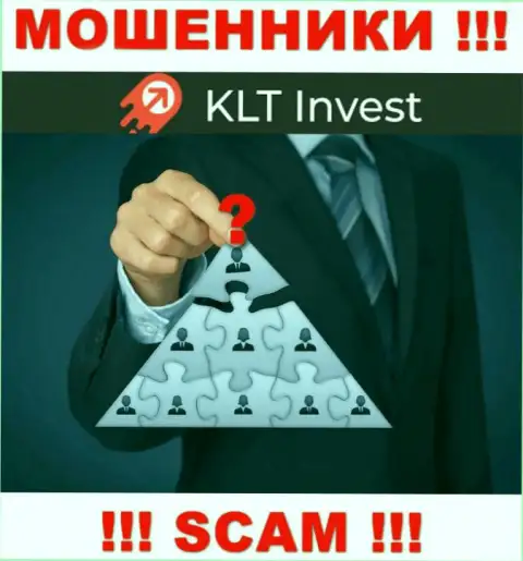 Нет возможности выяснить, кто является прямыми руководителями компании КЛТ Инвест - это однозначно мошенники
