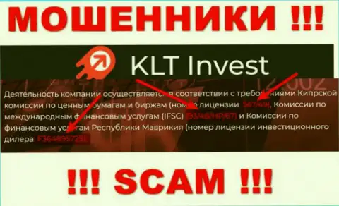 Хоть KLT Invest и показывают на интернет-сервисе лицензию на осуществление деятельности, знайте - они все равно ОБМАНЩИКИ !