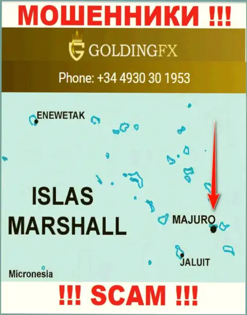 С интернет мошенником ГолдингФХИкс Инвест Лтд слишком рискованно работать, ведь они расположены в оффшоре: Majuro, Marshall Islands