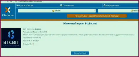Инфа об обменном онлайн пункте БТК Бит на сервисе Хрейтес Ру