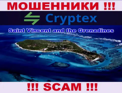 Из компании Криптекс Нет денежные активы вывести нереально, они имеют оффшорную регистрацию - Сент-Винсент и Гренадины