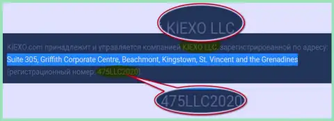 Официальный адрес и регистрационный номер дилингового центра KIEXO