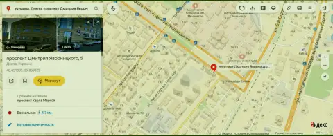 Предоставленный одним из работников 770Капитал адрес расположения преступной организации на Yandex Maps