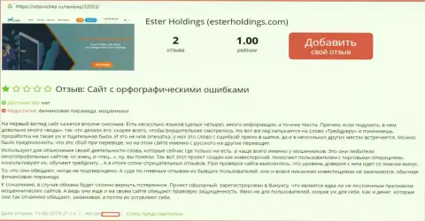 Ester Holdings - МОШЕННИКИ !!! Занимаются сливом форекс игроков лохотронными приемами (объективный отзыв)